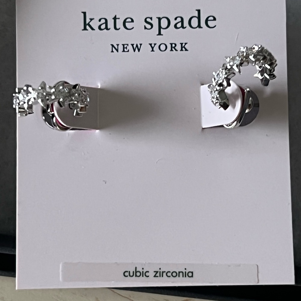 Kate Spade Star Huggie Cubic Zirconium Silver Plated Earrings - Picture 2 of 5